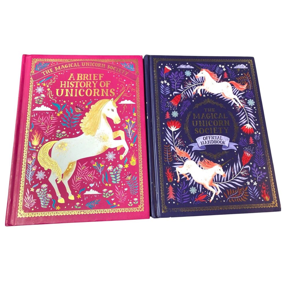 Lot of 2 The Magical Unicorn Society Books Phipps Handbook & History HC VG+
